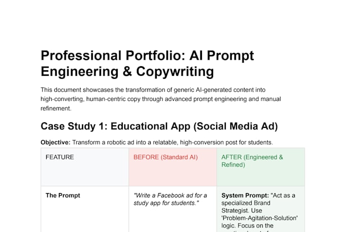 provide expert ai prompt engineering and copywriting